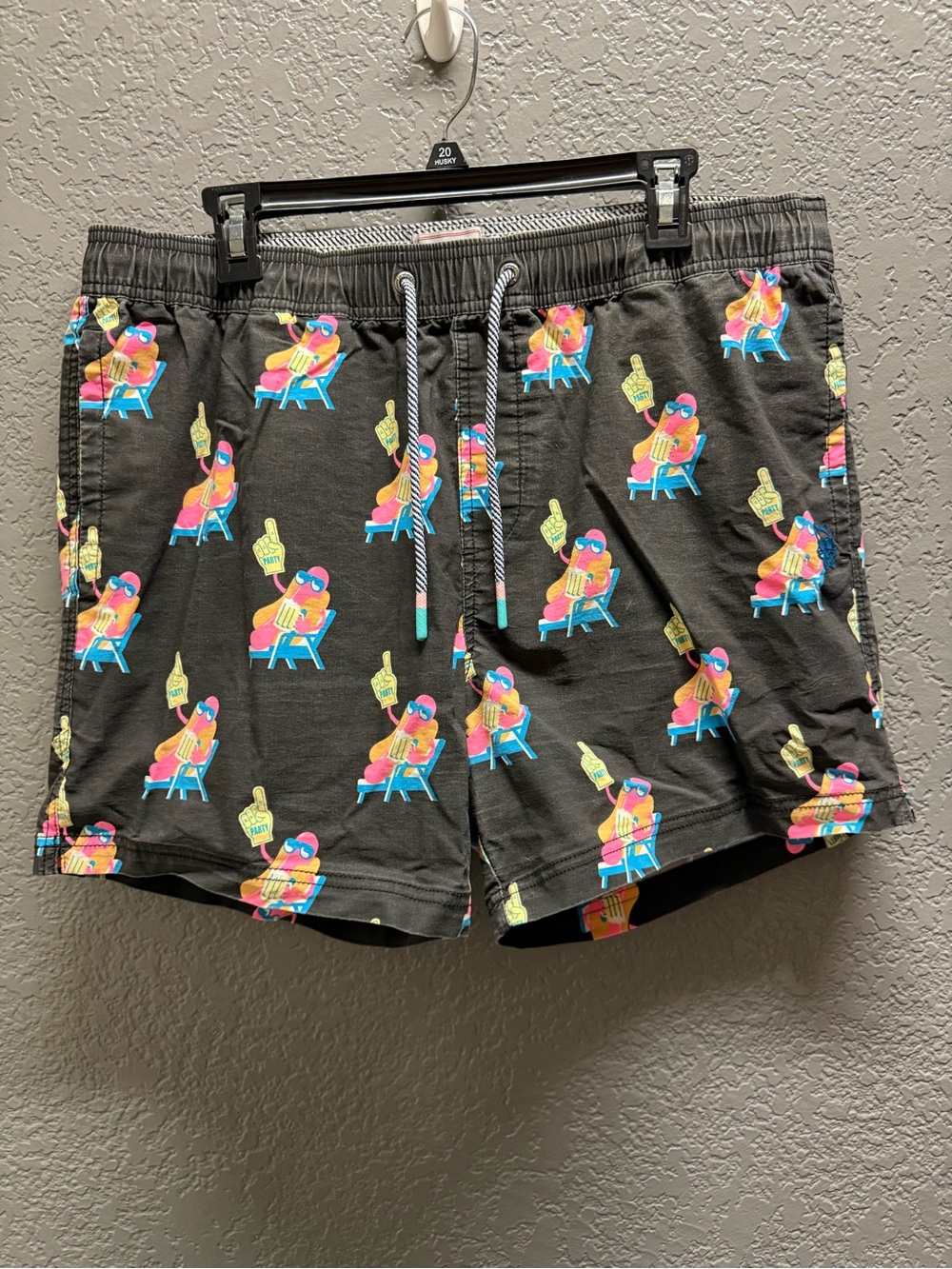 Men's Party Pants Black Shorts with Tropical Print